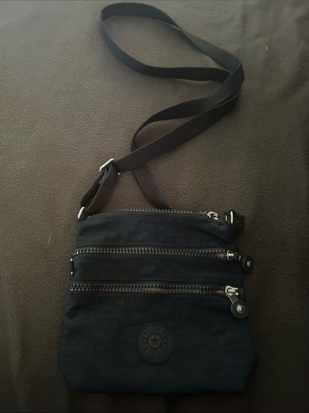 Kipling Black Compact Crossbody with Triple Zip Pockets